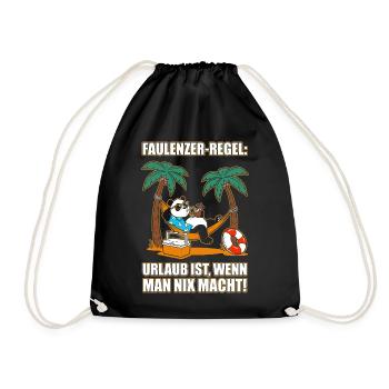 Lazy rule: Vacation is when nothing does anything - Drawstring Bag - black - Front