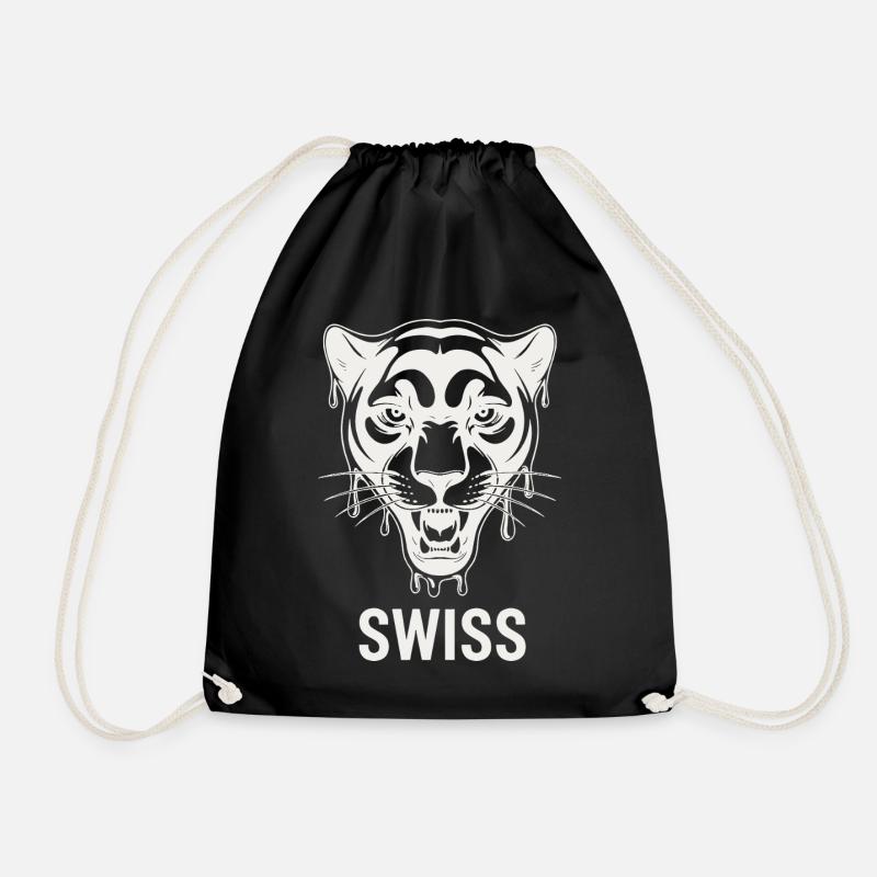 Tropfender Tigerkopf Schweizer Stil - Turnbeutel - Schwarz