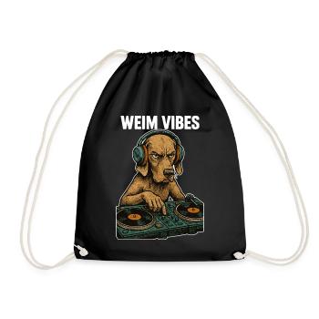 Weimaraner DJ: Retro Musik Design – Weim Vibes - Turnbeutel - Schwarz - Vorne