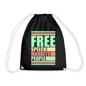 Free Speech Markets People Libertarian Freedom Logo - Drawstring Bag - black - Front