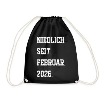 Geburt Februar 2026 - Turnbeutel - Schwarz - Vorne