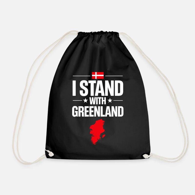 Greenland Flag Card Support - Drawstring Bag - black