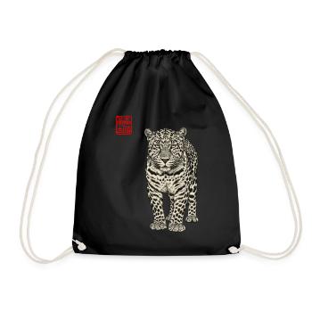 Leopard Asian - Drawstring Bag - black - Front
