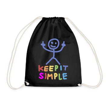 Stick Figure Middle Finger - Drawstring Bag - black - Front