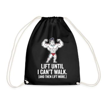 Kraft Cartoon Motif Lift More - Drawstring Bag - black - Front