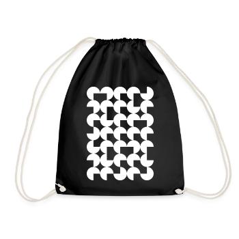 Geometric Circle Mosaic on Black - Drawstring Bag - black - Front
