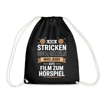 Knit or Crochet: Film Becomes Hörspiel - Drawstring Bag - black - Front