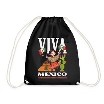 Mexiko Stolz & Heimat Mexikaner Mexico Flagge - Turnbeutel - Schwarz - Vorne