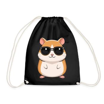 Cooler Hamster mit Sonnenbrille - Turnbeutel - Schwarz - Vorne