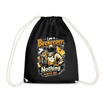 Beekeeper Gift: I am a Beekeeper Nothing scares me - Drawstring Bag - black - Front