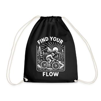 Find Your Flow – Vintage MTB Mountain Bike - Drawstring Bag - black - Front