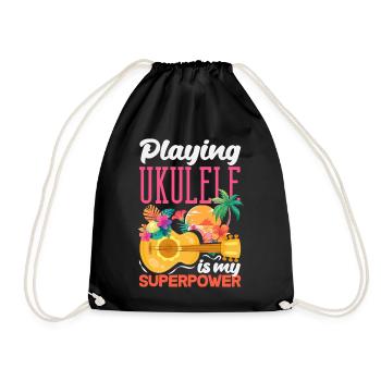 Playing Ukulele Is My Superpower Hawaii Musician - Drawstring Bag - black - Front