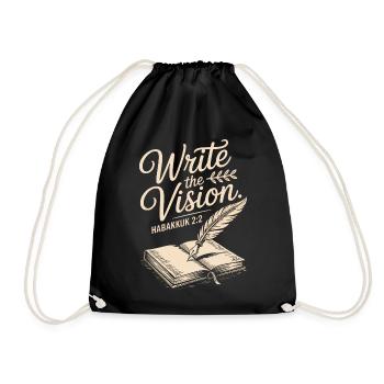 Write the Vision Bible Verse Quill - Drawstring Bag - black - Front