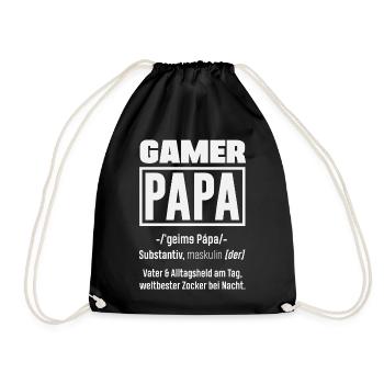 Gamer Papa Definition Lustiger Zocker Vater - Turnbeutel - Schwarz - Vorne
