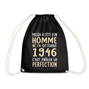 Anniversaire 80 ans - Né en Octobre 1946 - Sac de sport léger - noir - Devant