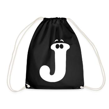 Large J Style Print | Letter J funny J logo - Drawstring Bag - black - Front