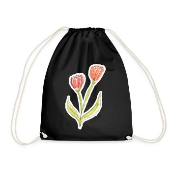 Wasserfarbene Tulpe - Turnbeutel - Schwarz - Vorne