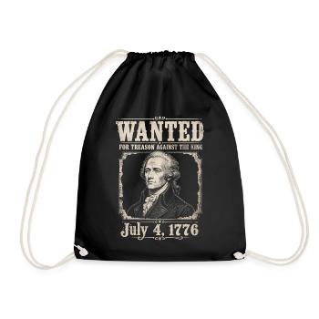 Wanted for Treason – Funny 4th of July Momen - Drawstring Bag - black - Front