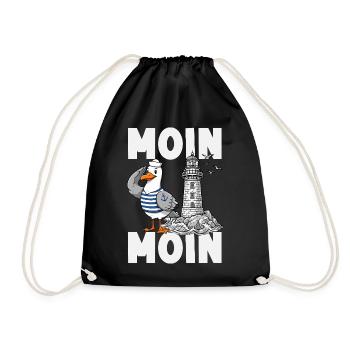 Moin Moin Norden - Maritimes Norddeutsch Design - Turnbeutel - Schwarz - Vorne