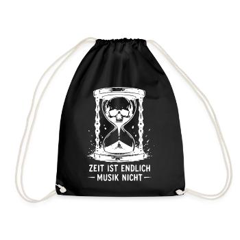 Zeitlose Musik im Totenkopf-Sanduhr - Turnbeutel - Schwarz - Vorne