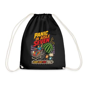 Panic in Gear Seven Shopping Cart Humor - Drawstring Bag - black - Front