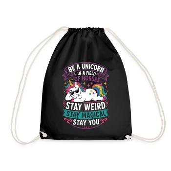 Einhorn – Be a Unicorn, Stay Magical - Turnbeutel - Schwarz - Vorne