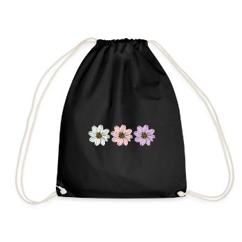 Flower pastel flower flowers pastel flowers lilac - Drawstring Bag - black - Front