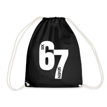 Six Seven - 6 7 - Sixty Seven - Meme - Drawstring Bag - black - Front
