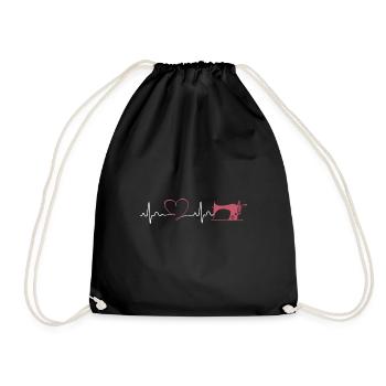 Näherin Schneiderin Nähmaschine Geschenk Nähen - Turnbeutel - Schwarz - Vorne