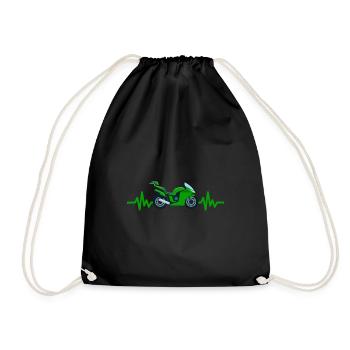 Heartbeat Motorrad - Maschine Motorsport Freiheit - Turnbeutel - Schwarz - Vorne