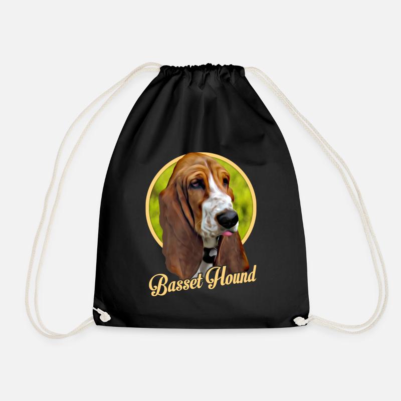 Basset Hound - Drawstring Bag - black