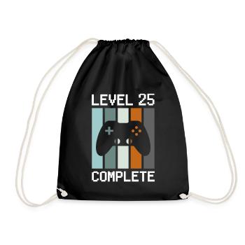 Gamer Level 25 Geburtstag 25 Jahre - Turnbeutel - Schwarz - Vorne