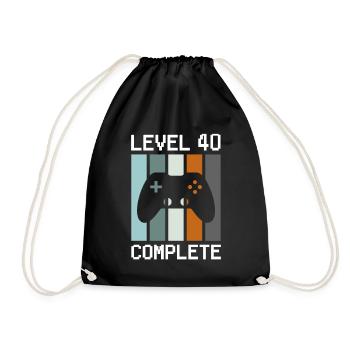 Level 40 Complete Gamer Birthday 40 years - Drawstring Bag - black - Front