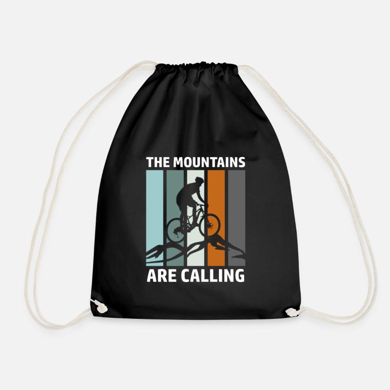 MTB Mountains are calling Mountainbike Biker Berge - Turnbeutel - Schwarz