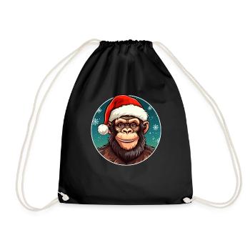 Schimpansen Weihnachten - Turnbeutel - Schwarz - Vorne