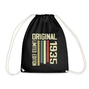 Retro 1935 Gift 89th Birthday Vintage 1935 - Drawstring Bag - black - Front