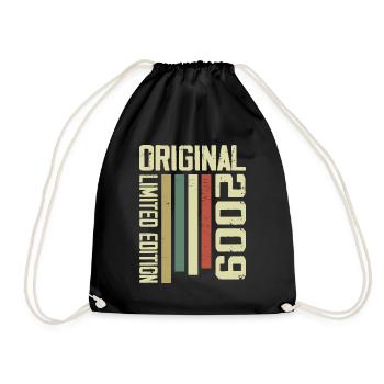 Retro 2009 Vintage 1995 15th Anniversary Gift - Drawstring Bag - black - Front
