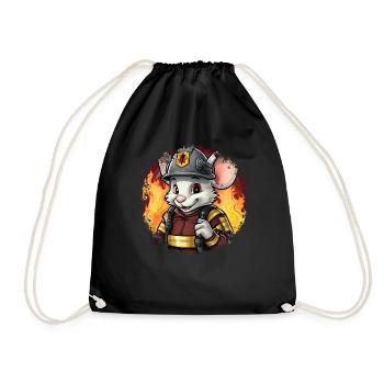 Fire Brigade Mouse - Drawstring Bag - black - Front