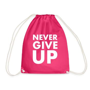 never give up motivation Sport Fitness gym - Turnbeutel - Fuchsia - Vorne