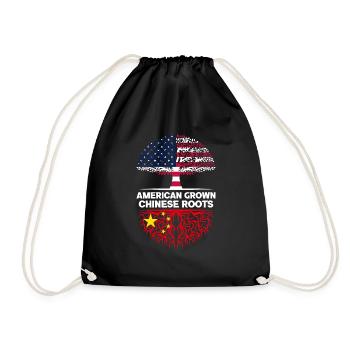 American Grown Chinese Roots China Abstammung - Turnbeutel - Schwarz - Vorne