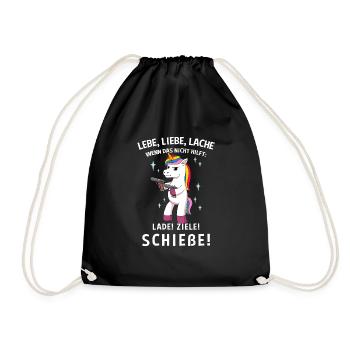 Lebe Liebe Lache Wenn Das Nicht Hilft Lade Ziele - Turnbeutel - Schwarz - Vorne