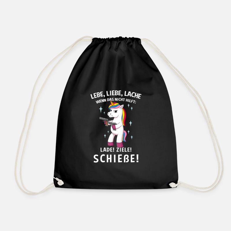 Lebe Liebe Lache Wenn Das Nicht Hilft Lade Ziele - Turnbeutel - Schwarz