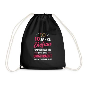 Hochzeitstag Jubiläum Verheiratet Ehe Ehefrau - Turnbeutel - Schwarz - Vorne