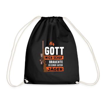 Als Gott Mich Schuf Brauchte Er Einen Guten Jäger - Turnbeutel - Schwarz - Vorne
