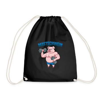 Fitness Muskeltraining Fitness Mastschwein - Turnbeutel - Schwarz - Vorne
