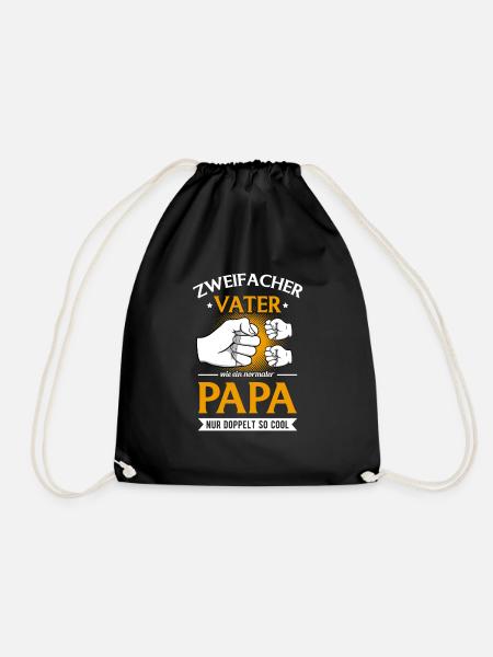Zweifacher Vater Papa Von Zwei Kindern Zwillinge - Turnbeutel - Schwarz