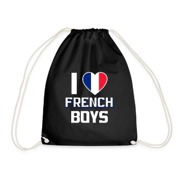 I Love French Boys Nationality France - Drawstring Bag - black - Front