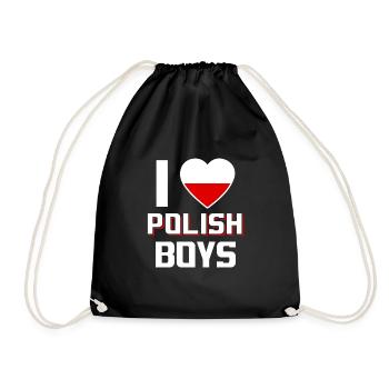 I Love Polish Boys Nationality Poland - Drawstring Bag - black - Front