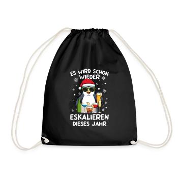 Weihnachtszeit Weihnachten Pinguin Alkohol Fest - Turnbeutel - Schwarz - Vorne