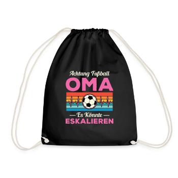 Fußball Oma Es Könnte Eskalieren Omi Sport - Turnbeutel - Schwarz - Vorne
